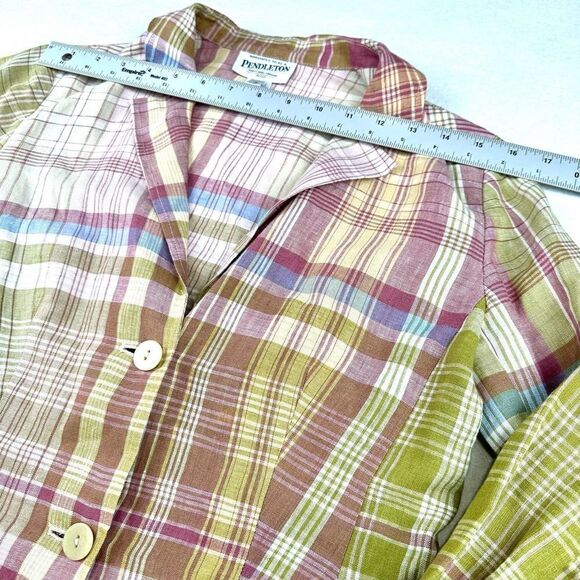 Pendleton‎ %100 Linen Pink Plaid Blazer Women’s S - Picture 4 of 11